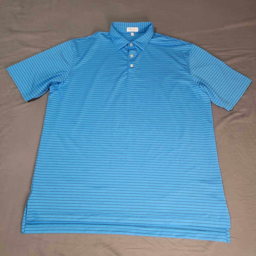 Peter Millar Summer Comfort Polo Men's XL Blue Striped Short Sleeve No Logos - Picture 2 of 7